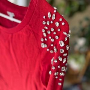 Guess red embellished sweater